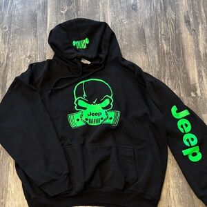 Jeep Men's Black Hoodie with Neon Green Accents